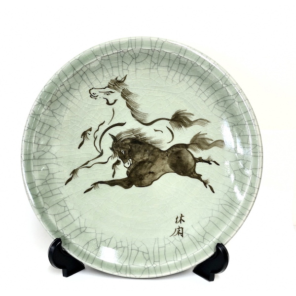 大堀相馬焼 駒絵皿